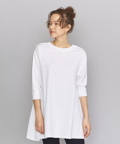 BEAUTY&YOUTH UNITED ARROWS（ビューティーアンドユースユナイテッドアローズ）の「BY コットン天竺Aラインプルオーバー о（Tシャツ/カットソー・レディース・ブラック/ベージュ/ホワイト・FREE）」の2枚目の写真