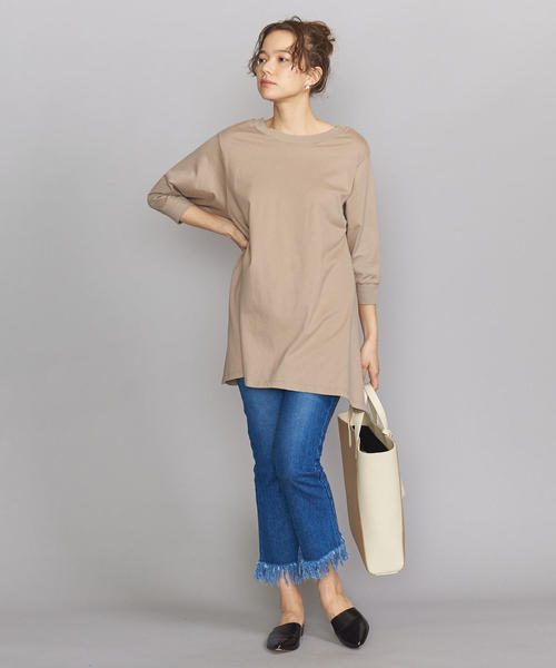 BEAUTY&YOUTH UNITED ARROWS（ビューティーアンドユースユナイテッドアローズ）の「BY コットン天竺Aラインプルオーバー о（Tシャツ/カットソー・レディース・ブラック/ベージュ/ホワイト・FREE）」の7枚目の写真