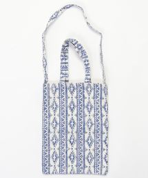 JABURO（ジャブロー）の「【JABURO】ブロックプリント総柄 キャンバストートバッグ（トートバッグ）」