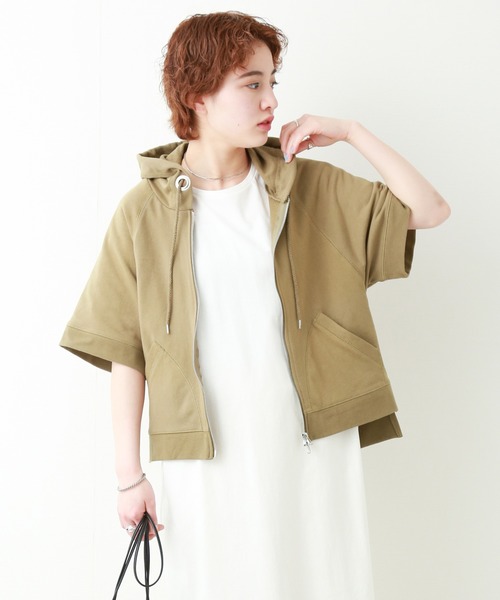 libelle more（リベル モア）の「半袖パーカー（パーカー・レディース・ブラック/ベージュ/オフホワイト/カーキ/モカ・FREE）」の5枚目の写真