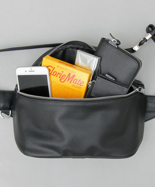 フェイクレザー 大きめサイズ ウエストポーチ（ボディバッグ/ウエスト