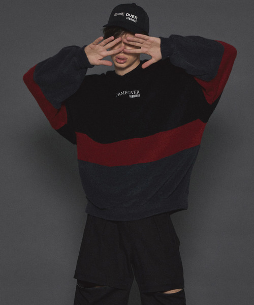 SHAREEF(シャリーフ)の「SHAGGY PILE SWICHING HOODIE(パーカー・メンズ・ブラック/ネイビー/レッド/チャコールグレー/モカ・2/1/3)」の2枚目の写真