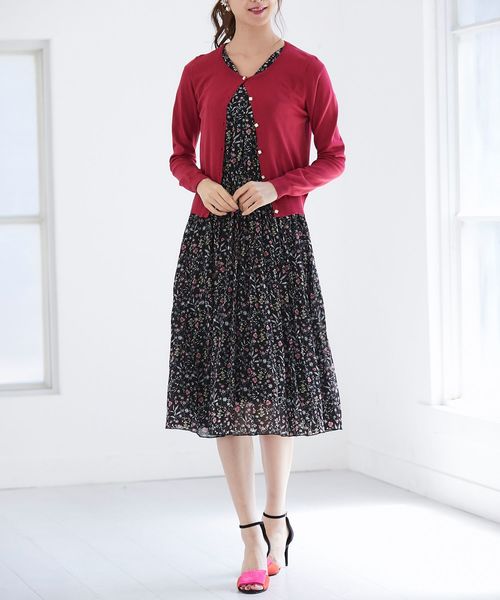 tocco closet（トッコ　クローゼット）の「フラワープリントワンピース（ワンピース・レディース・ブラック/オフホワイト・M）」の6枚目の写真