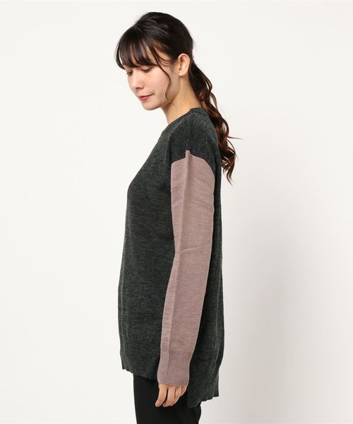 Bling Leads（ブリングリーズ）の「/Bling Leads/Ｗフェイスクルーネックニット（ニット/セーター・レディース・ブラック/ベージュ/グレー/アイボリー/マルチ/モカ・MEDIUM/LARGE/X-LARGE）」の7枚目の写真