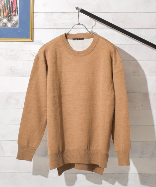 Bling Leads（ブリングリーズ）の「/Bling Leads/Ｗフェイスクルーネックニット（ニット/セーター・レディース・ブラック/ベージュ/グレー/アイボリー/マルチ/モカ・MEDIUM/LARGE/X-LARGE）」の5枚目の写真