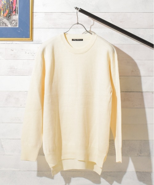 Bling Leads（ブリングリーズ）の「/Bling Leads/Ｗフェイスクルーネックニット（ニット/セーター・レディース・ブラック/ベージュ/グレー/アイボリー/マルチ/モカ・MEDIUM/LARGE/X-LARGE）」の2枚目の写真