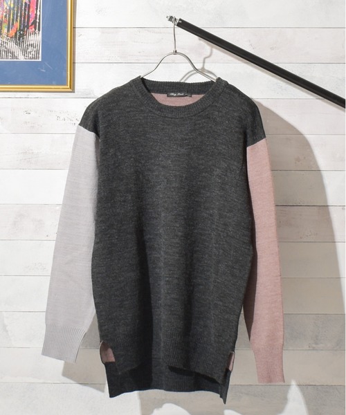 Bling Leads（ブリングリーズ）の「/Bling Leads/Ｗフェイスクルーネックニット（ニット/セーター・レディース・ブラック/ベージュ/グレー/アイボリー/マルチ/モカ・MEDIUM/LARGE/X-LARGE）」の6枚目の写真