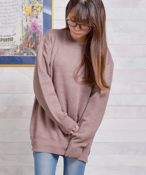 Bling Leads（ブリングリーズ）の「/Bling Leads/Ｗフェイスクルーネックニット（ニット/セーター・レディース・ブラック/ベージュ/グレー/アイボリー/マルチ/モカ・MEDIUM/LARGE/X-LARGE）」の13枚目の写真