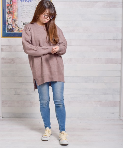 Bling Leads（ブリングリーズ）の「/Bling Leads/Ｗフェイスクルーネックニット（ニット/セーター・レディース・ブラック/ベージュ/グレー/アイボリー/マルチ/モカ・MEDIUM/LARGE/X-LARGE）」の12枚目の写真