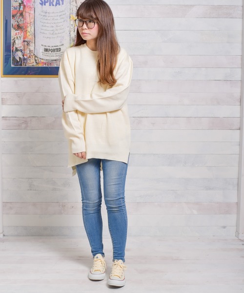 Bling Leads（ブリングリーズ）の「/Bling Leads/Ｗフェイスクルーネックニット（ニット/セーター・レディース・ブラック/ベージュ/グレー/アイボリー/マルチ/モカ・MEDIUM/LARGE/X-LARGE）」の10枚目の写真