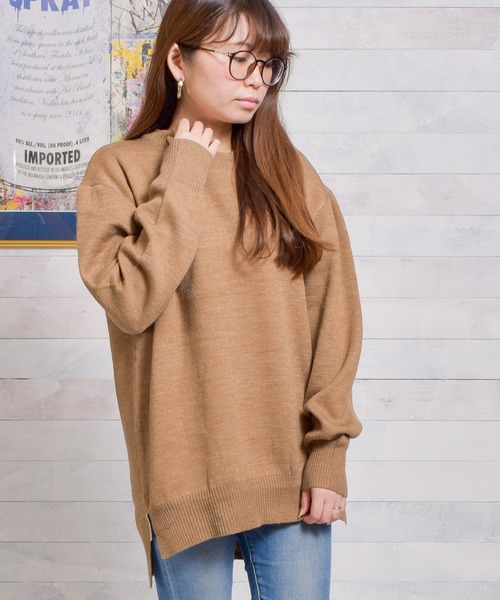 Bling Leads（ブリングリーズ）の「/Bling Leads/Ｗフェイスクルーネックニット（ニット/セーター・レディース・ブラック/ベージュ/グレー/アイボリー/マルチ/モカ・MEDIUM/LARGE/X-LARGE）」の9枚目の写真