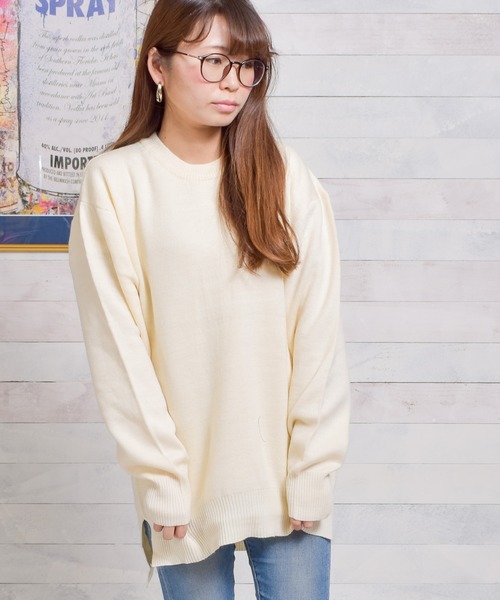 Bling Leads（ブリングリーズ）の「/Bling Leads/Ｗフェイスクルーネックニット（ニット/セーター・レディース・ブラック/ベージュ/グレー/アイボリー/マルチ/モカ・MEDIUM/LARGE/X-LARGE）」の11枚目の写真