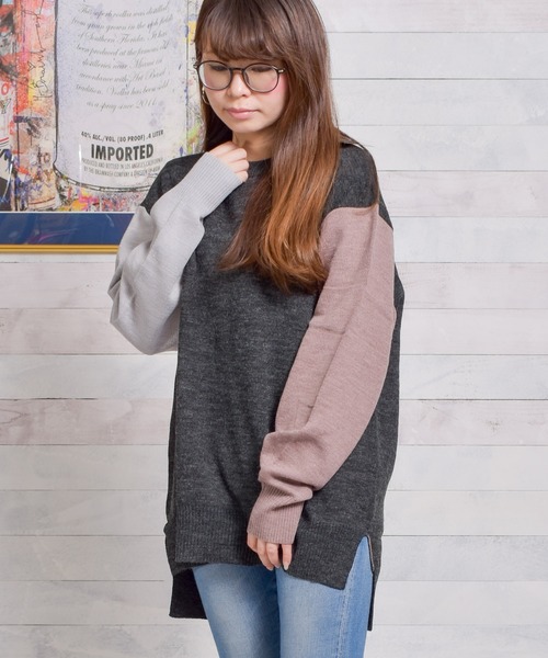 Bling Leads（ブリングリーズ）の「/Bling Leads/Ｗフェイスクルーネックニット（ニット/セーター・レディース・ブラック/ベージュ/グレー/アイボリー/マルチ/モカ・MEDIUM/LARGE/X-LARGE）」の17枚目の写真