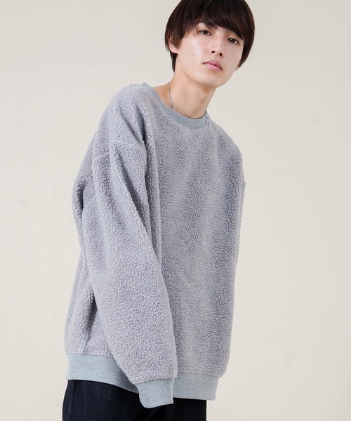 Beno（ビーノ）の「もこもこ シェルパボア フリース ／ オーバーサイズ ルーズトレーナー（スウェット・メンズ・ブラック/ネイビー/ベージュ/オリーブ/オフホワイト/グレー・M/L/LL/S）」の10枚目の写真