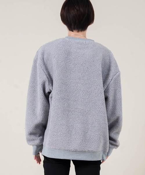 Beno（ビーノ）の「もこもこ シェルパボア フリース ／ オーバーサイズ ルーズトレーナー（スウェット・メンズ・ブラック/ネイビー/ベージュ/オリーブ/オフホワイト/グレー・M/L/LL/S）」の12枚目の写真