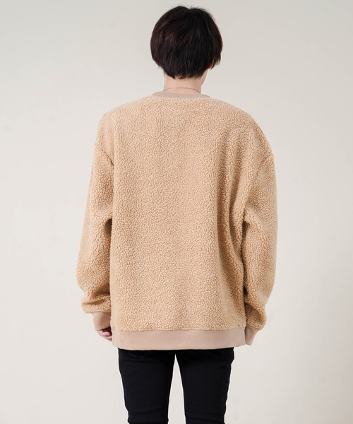 Beno（ビーノ）の「もこもこ シェルパボア フリース ／ オーバーサイズ ルーズトレーナー（スウェット・メンズ・ブラック/ネイビー/ベージュ/オリーブ/オフホワイト/グレー・M/L/LL/S）」の15枚目の写真