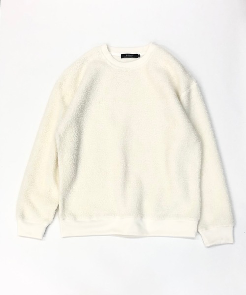 Beno（ビーノ）の「もこもこ シェルパボア フリース ／ オーバーサイズ ルーズトレーナー（スウェット・メンズ・ブラック/ネイビー/ベージュ/オリーブ/オフホワイト/グレー・M/L/LL/S）」の22枚目の写真