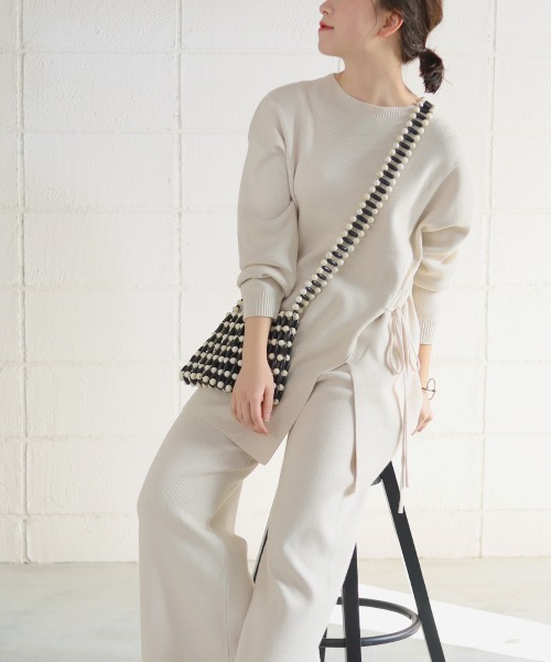 Bou Jeloud（ブージュルード）の「サイドリボンニットセットアップ（セットアップ・レディース・ブラック/ベージュ/オフホワイト・FREE）」の15枚目の写真