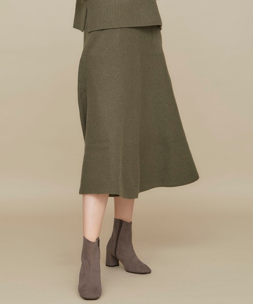 WRAPINKNOT（ラッピンノット）の「【WRAPINKNOT(ラッピンノット)】《STUDIOUS別注》カシミア混ニットフレアスカート（スカート・レディース・ベージュ/カーキ/ブラック/ライトベージュ・1/0）」の20枚目の写真