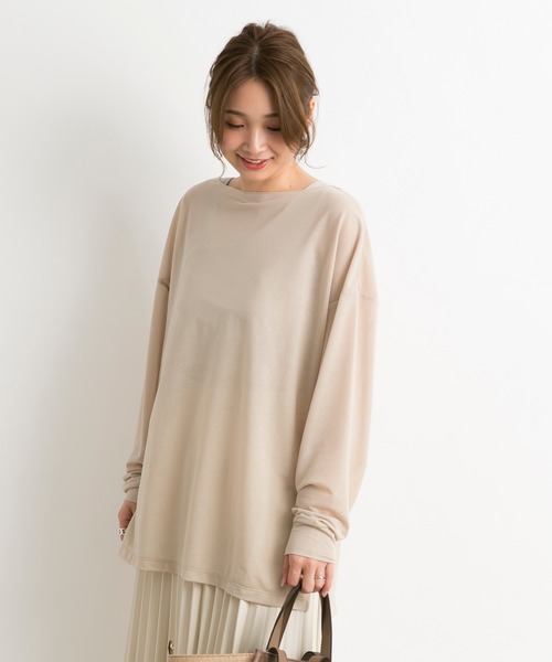 DouDou(ドゥドゥ)の「【WEB限定】メローシアーT(Tシャツ/カットソー・レディース・ベージュ/オフホワイト/ブルー・FREE)」の1枚目の写真