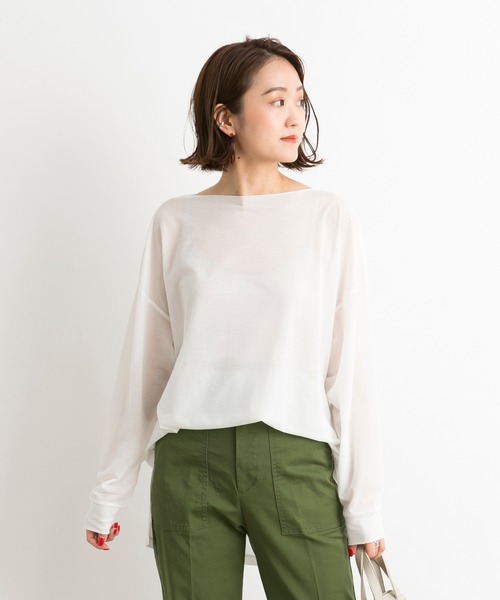 DouDou(ドゥドゥ)の「【WEB限定】メローシアーT(Tシャツ/カットソー・レディース・ベージュ/オフホワイト/ブルー・FREE)」の2枚目の写真