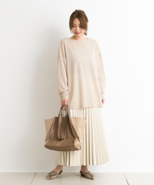 DouDou(ドゥドゥ)の「【WEB限定】メローシアーT(Tシャツ/カットソー・レディース・ベージュ/オフホワイト/ブルー・FREE)」の7枚目の写真