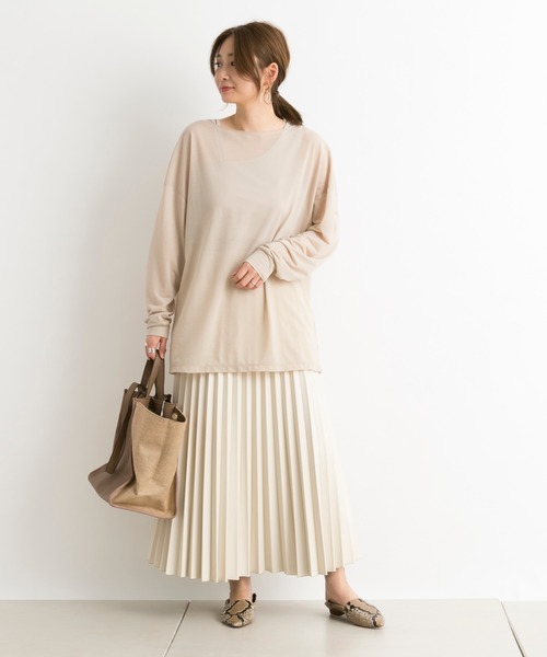 DouDou(ドゥドゥ)の「【WEB限定】メローシアーT(Tシャツ/カットソー・レディース・ベージュ/オフホワイト/ブルー・FREE)」の6枚目の写真