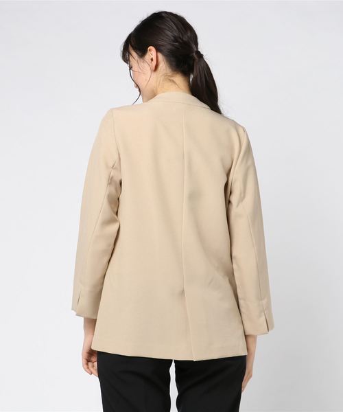 TRUDEA（トルディア）の「リネンライク　ノーカラージャケット（ノーカラージャケット・レディース・キャメル/ベージュ/カーキ・MEDIUM/LARGE）」の5枚目の写真