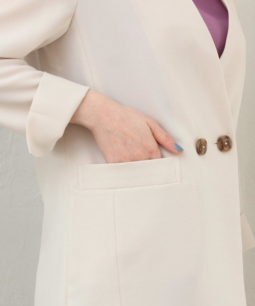 TRUDEA（トルディア）の「リネンライク　ノーカラージャケット（ノーカラージャケット・レディース・キャメル/ベージュ/カーキ・MEDIUM/LARGE）」の16枚目の写真