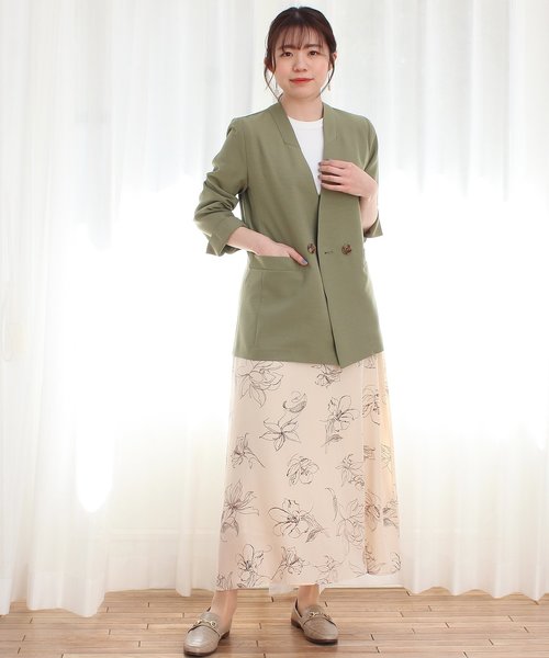 TRUDEA（トルディア）の「リネンライク　ノーカラージャケット（ノーカラージャケット・レディース・キャメル/ベージュ/カーキ・MEDIUM/LARGE）」の19枚目の写真