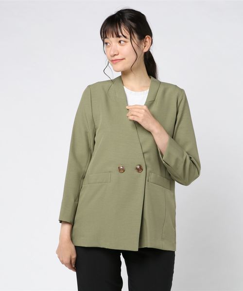 TRUDEA（トルディア）の「リネンライク　ノーカラージャケット（ノーカラージャケット・レディース・キャメル/ベージュ/カーキ・MEDIUM/LARGE）」の20枚目の写真