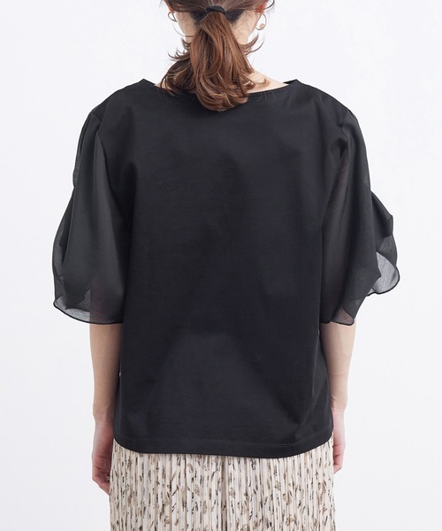 新品タグ付き　1% ボリュームシアースリーブプルオーバー　ブラック ADAM ET ROPE'（アダムエロペ）の「【WEB限定】シアースリーブプル