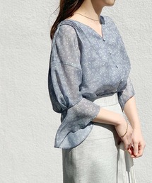 ADAM ET ROPE' | 【WEB限定】シアーフラワーフロント釦ブラウス(シャツ/ブラウス)