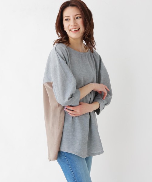 セール M L 布帛切り替えバイカラーチュニック Tシャツ カットソー Shoo La Rue シューラルー のファッション通販 Zozotown