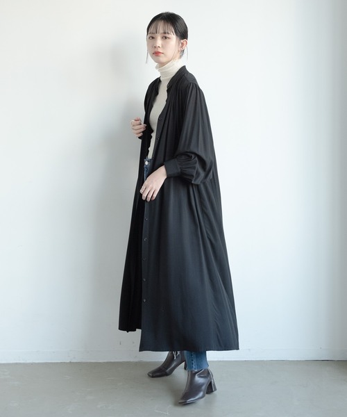 Aunt Marie's（アントマリーズ）の「AUNT MARIE'S バンドカラーボリュームロングシャツワンピース（ワンピース・レディース・ブラック/ベージュ/パープル/ライトグリーン・FREE）」の22枚目の写真