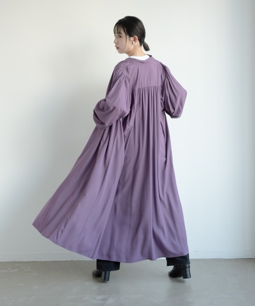 セール】AUNT MARIE'S バンドカラーボリュームロングシャツワンピース