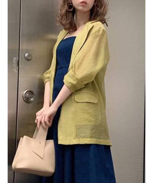 dazzlin（ダズリン）の「シアーシングルサマージャケット（テーラードジャケット・レディース・オフホワイト/ピンク/グリーン系その他・FREE）」の3枚目の写真