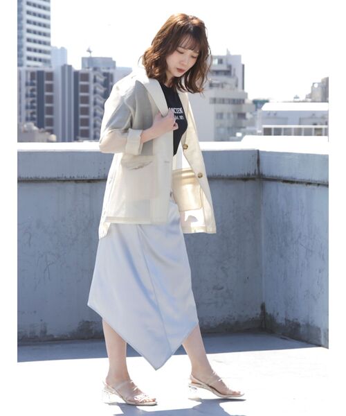 dazzlin（ダズリン）の「シアーシングルサマージャケット（テーラードジャケット・レディース・オフホワイト/ピンク/グリーン系その他・FREE）」の5枚目の写真