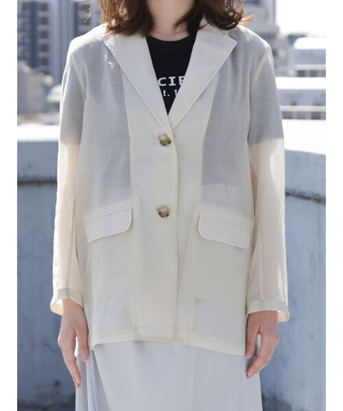 dazzlin（ダズリン）の「シアーシングルサマージャケット（テーラードジャケット・レディース・オフホワイト/ピンク/グリーン系その他・FREE）」の12枚目の写真