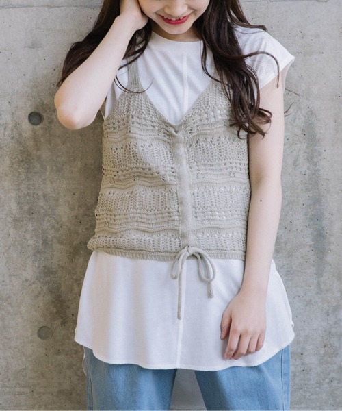 Mysa&Liina(ミーサリーナ)の「ドロストTシャツ×ビスチェセット(Tシャツ/カットソー・レディース・カーキ/ベージュ/ブラウン・M)」の19枚目の写真