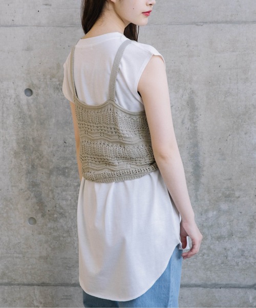 Mysa&Liina(ミーサリーナ)の「ドロストTシャツ×ビスチェセット(Tシャツ/カットソー・レディース・カーキ/ベージュ/ブラウン・M)」の8枚目の写真