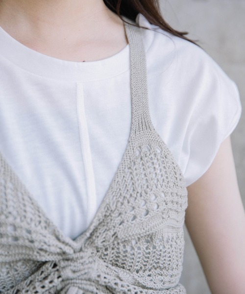 Mysa&Liina(ミーサリーナ)の「ドロストTシャツ×ビスチェセット(Tシャツ/カットソー・レディース・カーキ/ベージュ/ブラウン・M)」の12枚目の写真