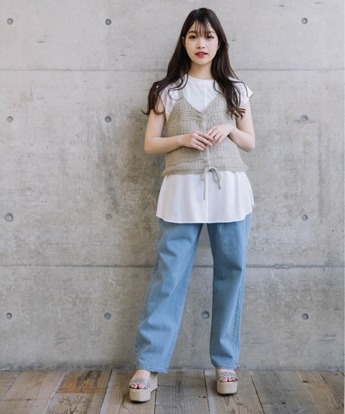 Mysa&Liina(ミーサリーナ)の「ドロストTシャツ×ビスチェセット(Tシャツ/カットソー・レディース・カーキ/ベージュ/ブラウン・M)」の22枚目の写真