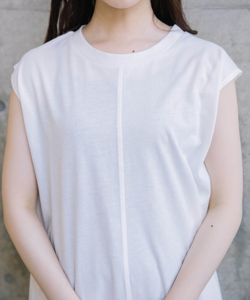 Mysa&Liina(ミーサリーナ)の「ドロストTシャツ×ビスチェセット(Tシャツ/カットソー・レディース・カーキ/ベージュ/ブラウン・M)」の6枚目の写真