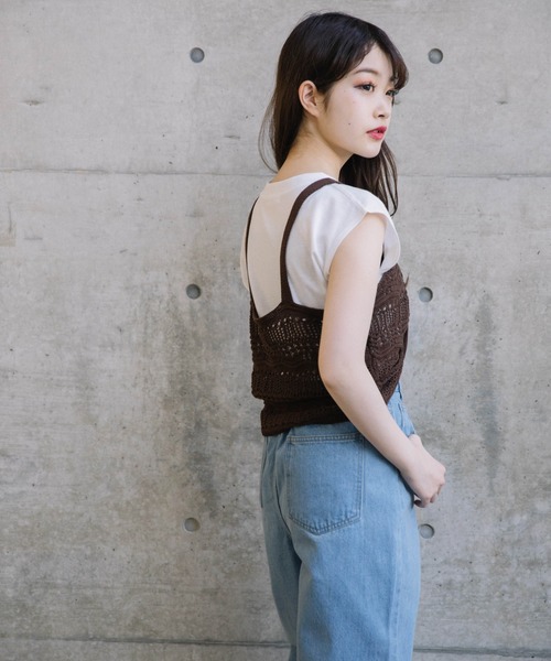 Mysa&Liina(ミーサリーナ)の「ドロストTシャツ×ビスチェセット(Tシャツ/カットソー・レディース・カーキ/ベージュ/ブラウン・M)」の10枚目の写真