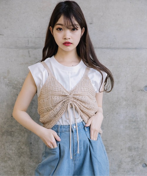 Mysa&Liina(ミーサリーナ)の「ドロストTシャツ×ビスチェセット(Tシャツ/カットソー・レディース・カーキ/ベージュ/ブラウン・M)」の14枚目の写真