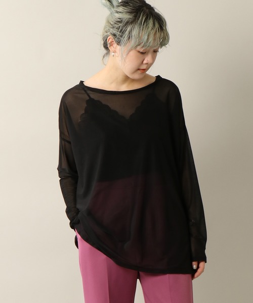notch.(ノッチ)の「シアールーズロンT(Tシャツ/カットソー・レディース・ブラック/オフホワイト・M)」の2枚目の写真
