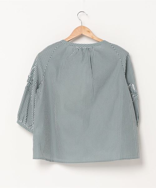 HANAE MORI(ハナエモリ)の「【HANAE MORI】サッカーギンガムシャツ(シャツ/ブラウス・レディース・グリーン・40/38)」の2枚目の写真