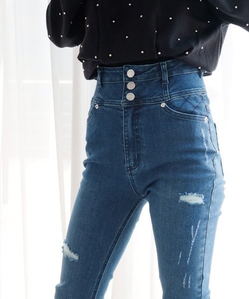 LIPSERVICE（リップサービス）の「キルトポケットスキニーデニム（デニムパンツ・レディース・インディゴブルー/ブラック・M/XS/S）」の5枚目の写真