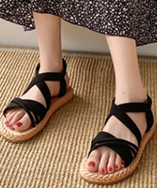 セール レディース スエード生地ぺたんこグラディエーターサンダル サンダル Teddyshop テディショップ のファッション通販 Zozotown